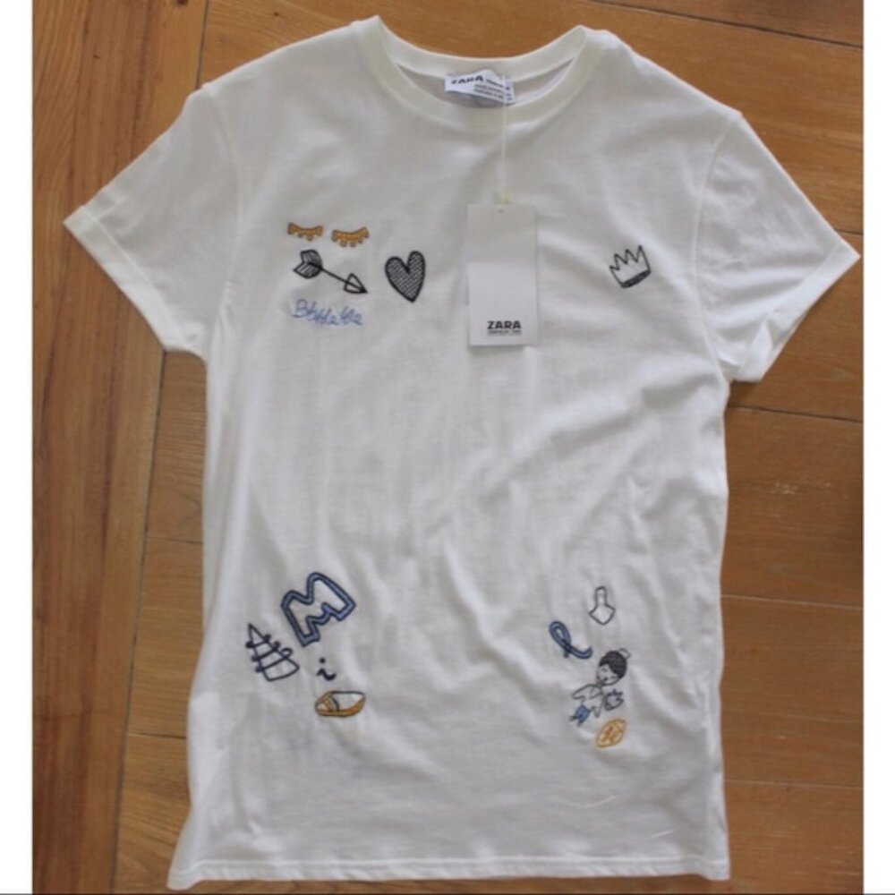 Fairy Tale Patch Graffiti Slub Top S NWT